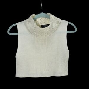 Vintage Specialty House Cream Knit Turtleneck Dickie Pointelle Lace Eyelet Ivory